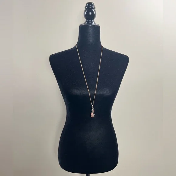 Pink Champagne Pendant Necklace Rose Gold Statement Jewelry Bridal Bride Wedding - Picture 17 of 17